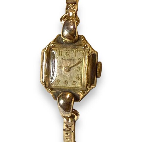Vintage Broadway Wristwatch Womens 10 kt Yellow Rolled Gold Plate Wind WORKS main image 8
